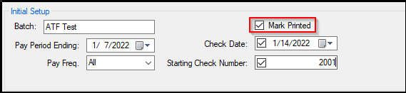 Mark Printed checkbox